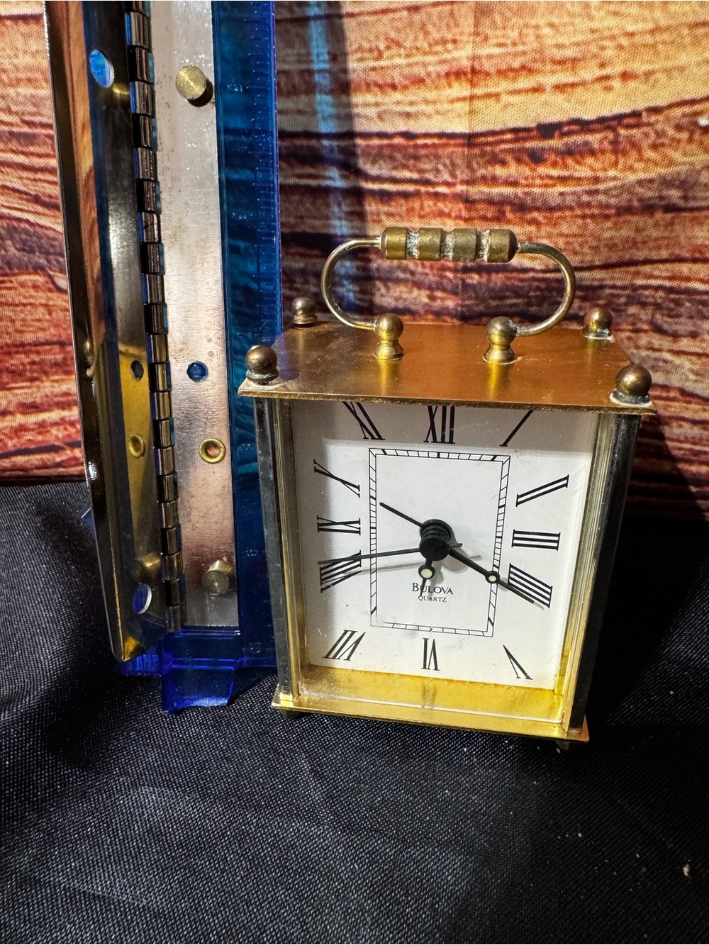 Bulova Gold Color ( I think it is Brass)Carriage Clock with White Roman Dial